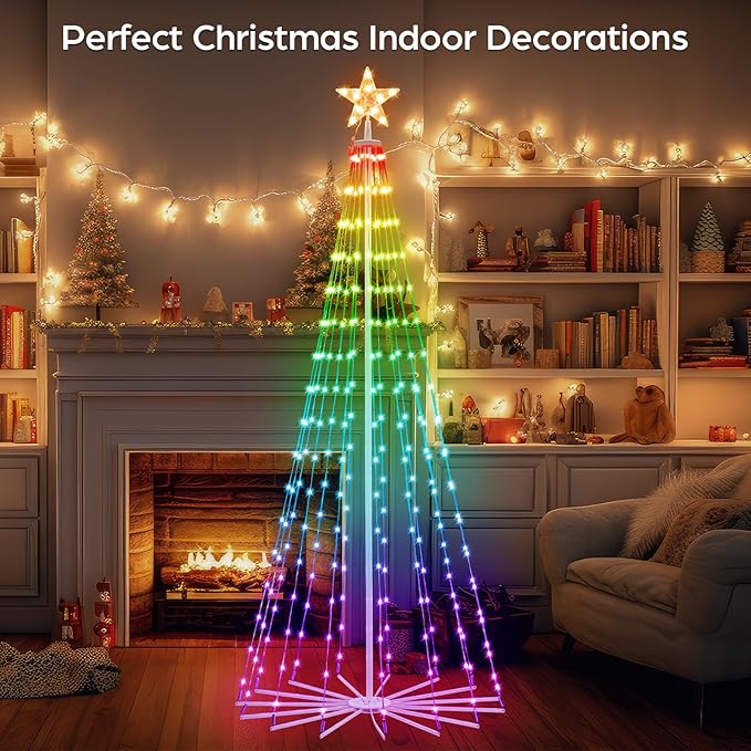 7 FT Outdoor Christmas Tree,Smart APP Remote Control RGB Color Changing DIY Timer LED Christmas Tree for Indoor Outdoor Decorations (7FT)