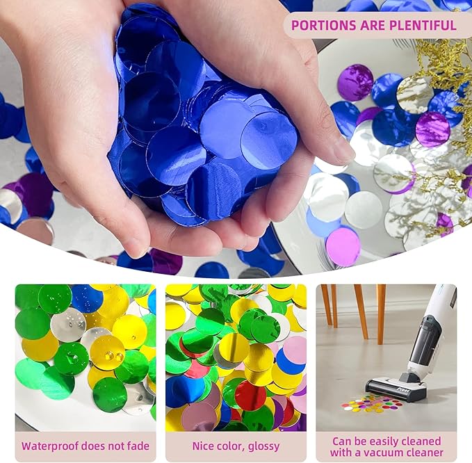 Blue Confetti 5000 Pieces 1 Inch Table Confetti Glitter Dots for Wedding Baby Shower Birthday Party Table Decorations(1.76 OZ)