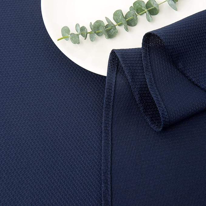 maxmill Round Textured Tablecloth Spill-Proof Wrinkle Free Soft Jacquard Table Cloth for Circular Table Cover, for Dining Room Buffet Banquet Parties Holiday Dinner, 70 Inch Navy Blue