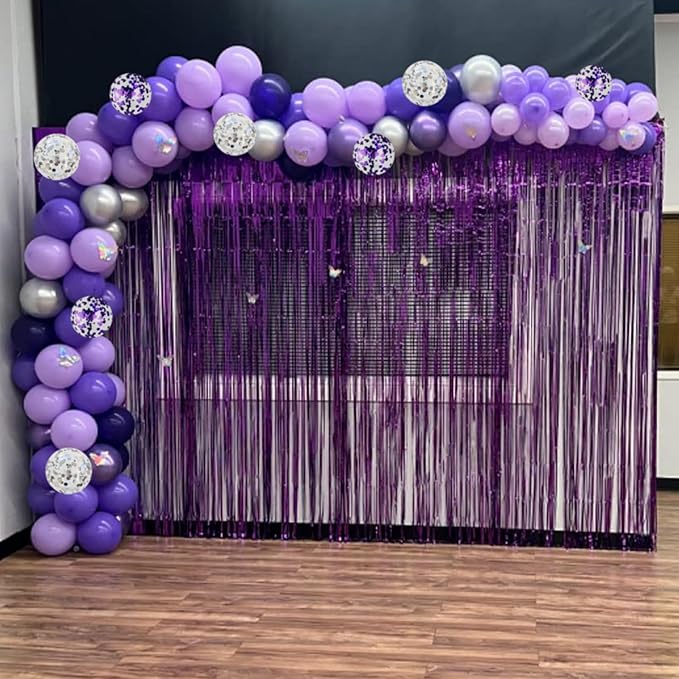 Purple Balloons Set 60 Pcs Dark Purple and Silver Balloons 12 Inch Royal Purple Metallic Silver Confetti Balloon for Girls Women Butterfly Retirement Wedding Bridal Shower Birthday Party Decorations