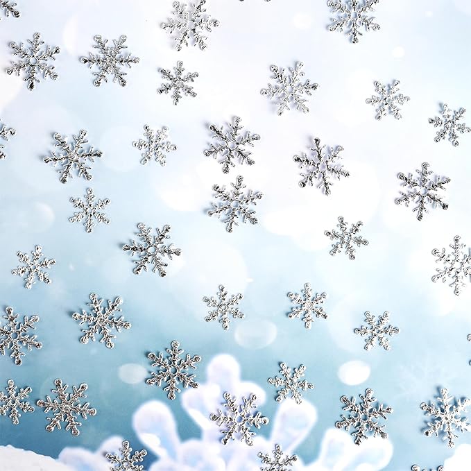 Christmas Snowflake Confetti Decorations,1200Pcs Silver Confetti Snow Party Pack for Christmas Winter Wonderland Table Centerpieces Wedding Birthday Baby Shower DIY Projects Decorations Supplies