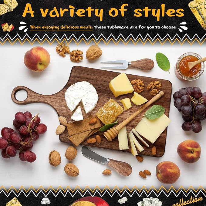 18 Pcs Christmas Gifts Bridal Shower Favor Acacia Wooden Square Cheese Board Gift Set With Knives, Mini Cutting Board Bulk Set, Tags and Boxes for Party Birthday