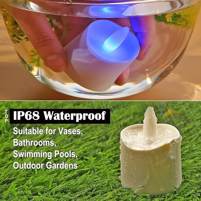 HL Flameless Candles with Remote Timer&Charging Station, 60+Hours Rechargeable Waterproof Outdoor RGB Tea Lights Colorful Candles for Valentine's Gift Halloween Christmas Home Party Decor-12pcs