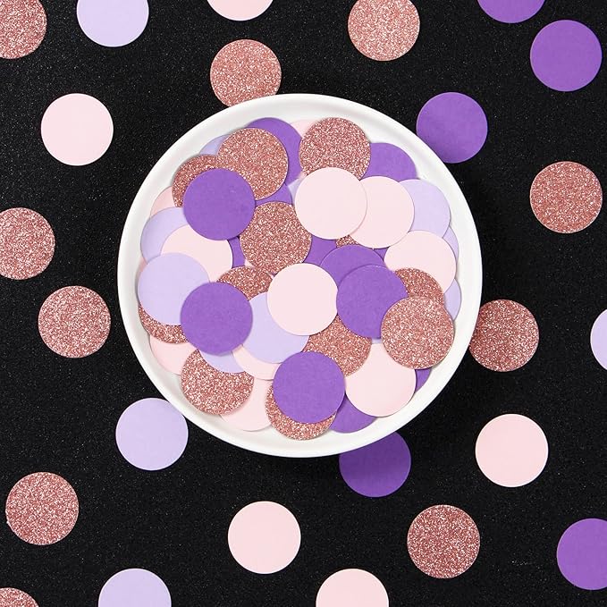 Rose-Gold Pink-Purple Party Decorations Confetti - 300pcs Baby Shower Decorations for Girl Women Birthday Table Scatter,Bachelorette Wedding Engagement Decor Lasting Surprise