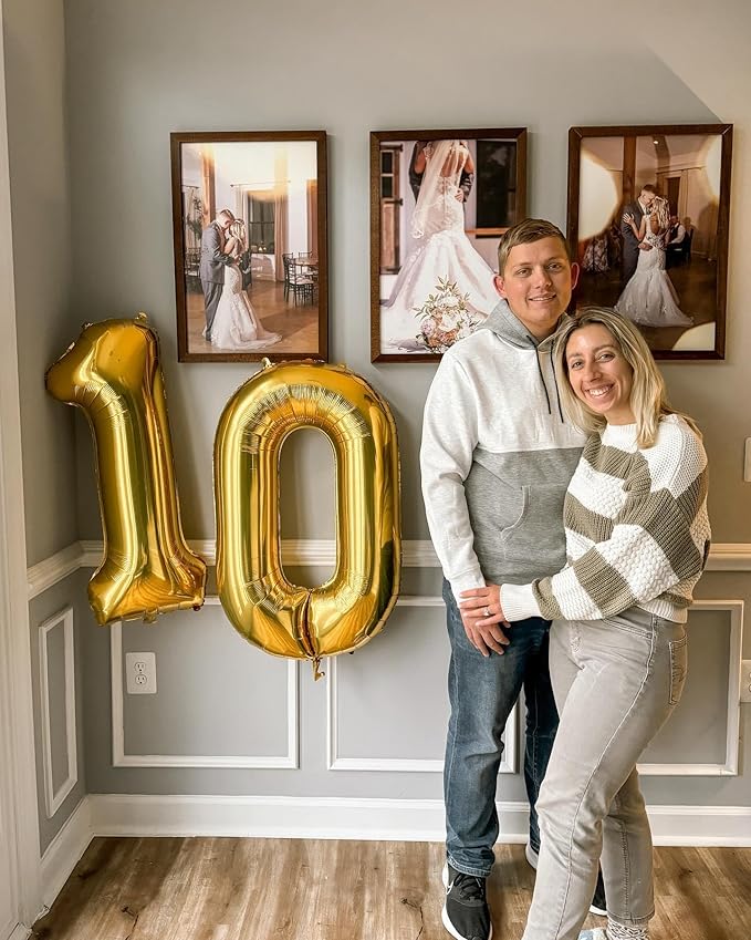 10 Balloon Number, Gold Number 10th Birthday Balloons 40 Inch, 10 Years Old Gold Birthday Decorations for Boys Girls, 10th Anniversary Decorations
