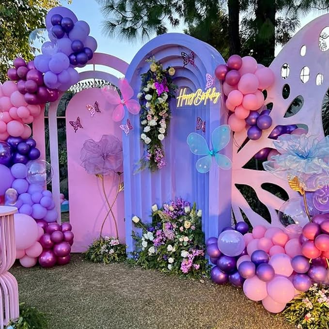 Pink and Purple Balloons, 60 PCS 12 Inch Metallic Purple and Pink Latex Balloons for Girls Princess Birthday Baby Shower Wedding Party Decorations