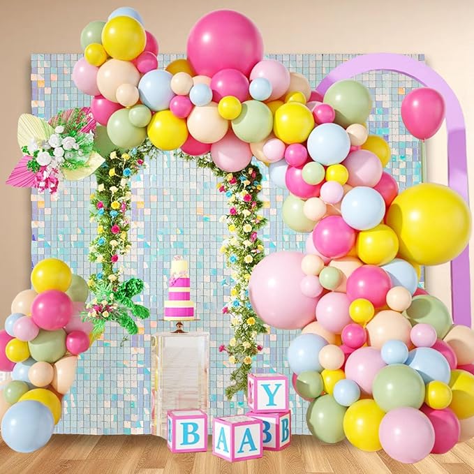 36 PCS Colorful Blue Shimmer Wall Backdrop, Square Sequin Photo Backdrops Panel, Glitter Wall Background for Birthdays, Weddings, Halloween, Engagements, Disco Bachelorette Party Decoration (6FTx6FT)