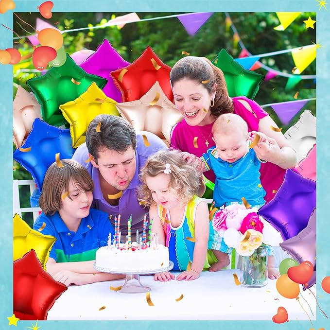 150 Pcs Star Shaped Foil Balloons 18 Inch for New Year Eve Party Decorations, Self-sealing Helium Star Balloons Foil for Birthday, Wedding, Baby Shower (Colorful)