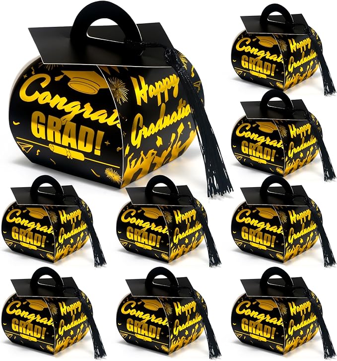 COTOPHER 36 Pcs Graduation Cap Gift Boxes with Tassel, Class of 2025 Graduation Candy Boxes Centerpieces for Tables Party Decorations, Mini Treat Chocolate Box Graduate Favors Supplies