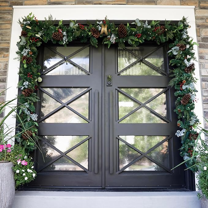 VILLAGE LIGHTING COMPANY [Front Door Garland Hanger] - Adjustable to Different Door Widths | Heavy-Duty Cast Iron | Decorative Christmas Decor | No Nails, Screws, or Damage