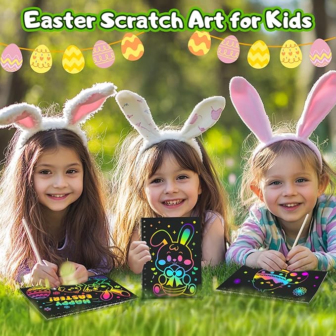 Party Favors for Kids: 4 Pack Rainbow Scratch Art Notebook Students Classroom Gifts Bulk for Girls Boys Goodie Bags Stuffers, Return Gifts for Birthday Party Favors Bulk Kids Crafts