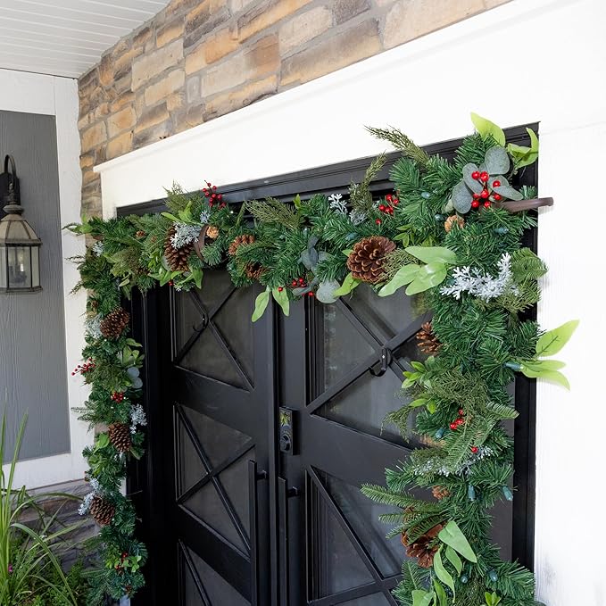 VILLAGE LIGHTING COMPANY [Front Door Garland Hanger] - Adjustable to Different Door Widths | Heavy-Duty Cast Iron | Decorative Christmas Decor | No Nails, Screws, or Damage