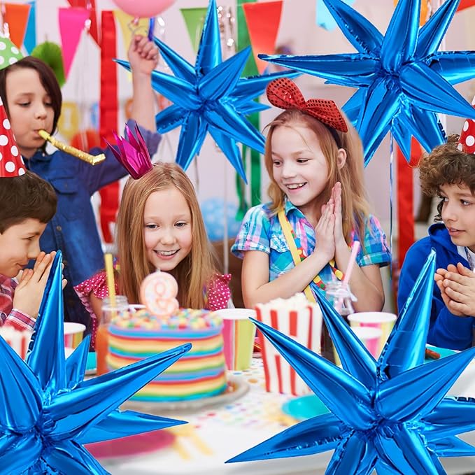 Blue Balloons Foil Star Ballons Explosion Mylar Baloons Large Spike Balloon Photo Backdrops Party Decoration for Birthday Gender Reveal Graduation Wedding Anniversary Bachelorette Halloween Christmas