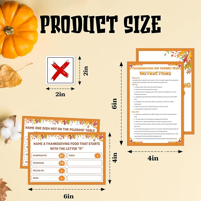 Thanksgiving Party Games for Adults, Thanksgiving Friendly Feud Game, Fall Holiday Party Games, Family Game Night Supplies, Autumn Fun Feud Trivia Quiz for Family Friends, 04