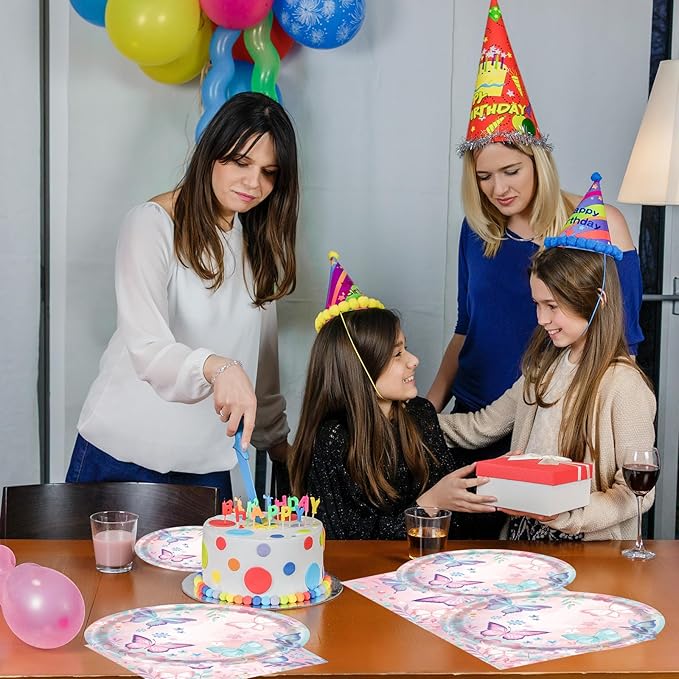 40Pcs Butterfly Plates and Napkins Party Supplies, Disposable Butterfly Birthday Party Paper Plates Napkins Tableware Set for Girl Butterfly Baby Shower Birthday Decorations (Butterfly)