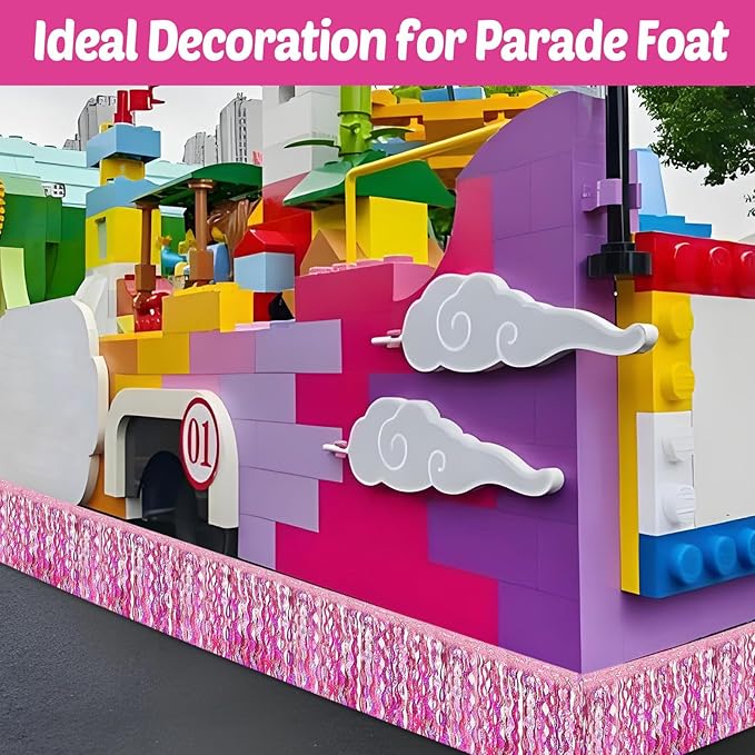 6 Pack 10 Feet Pink Wave Foil Fringe Garland Metallic Tinsel Streamers Banner Wall Hanging Curtain Backdrop for Parade Floats, Mother's Day, Easter, Bachelorette, Wedding Party Decoration