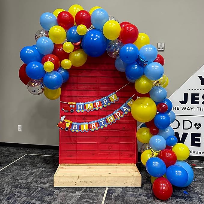 Carnival Circus Balloon Kit, 60PCS 12 Inches Red Yellow Blue Balloons Carnival Helium Balloon with Confetti Latex Balloons for Kids Boys Baby Shower Birthday Party Decoration Supplies