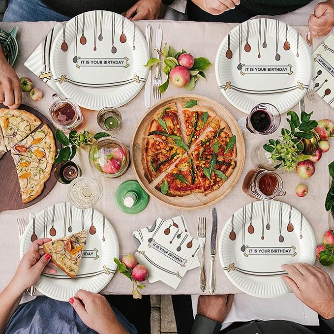 60 PCS It Is Your Birthday Disposable Birthday Party Supplies Set, The Office Merchandise Party Decoration Paper Cups, Plates and Napkins for The Office TV Show Fans Family, Friends and Coworkers