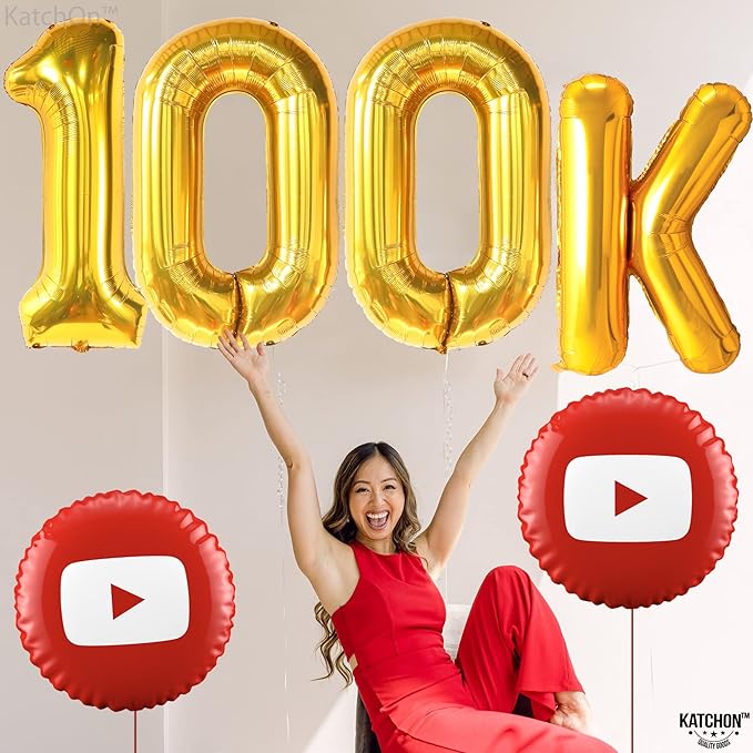 KatchOn, Large Gold 100 Balloon Number - 40 Inch | Foil Balloon for 100th Birthday Decorations | 100th Gold Balloons For Anniversary Decorations | Golden Birthday Party Decorations