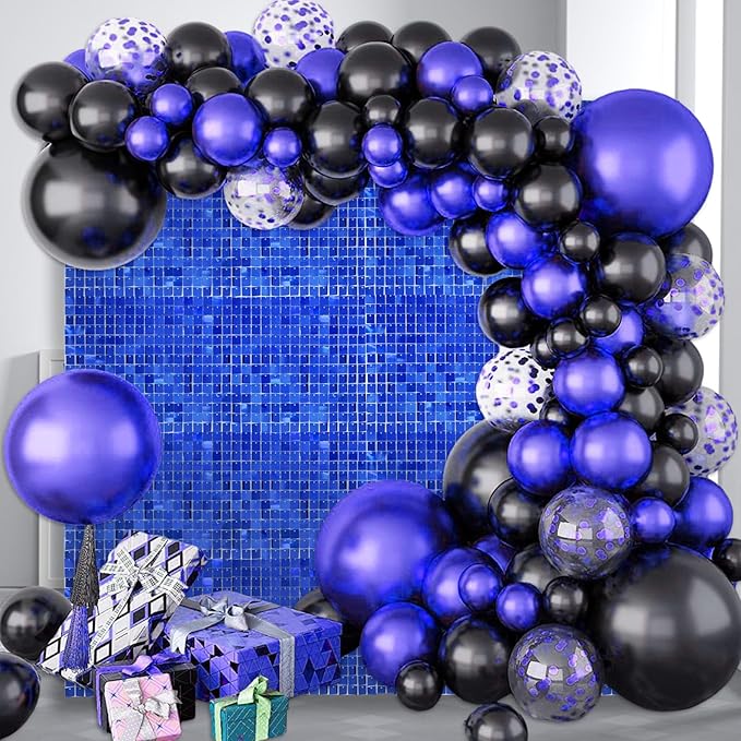 36 PCS Blue Shimmer Wall Backdrop, Square Sequin Photo Backdrops Panel, Glitter Wall Background for Birthdays, Weddings, Halloween, Engagements, Disco Bachelorette Party Decoration (6FTx6FT)