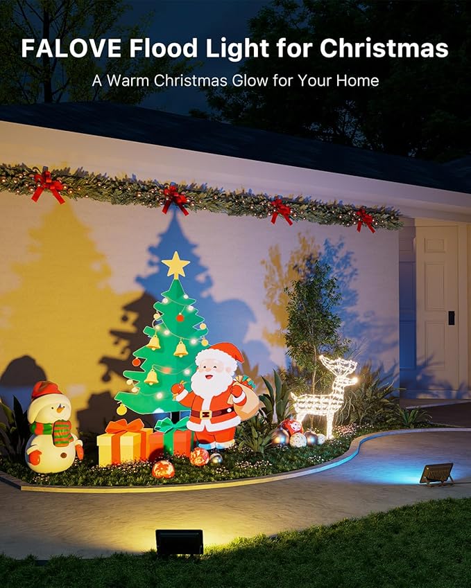 4 Pack 50W Christmas Led Flood Lights 500W Equi Color Changing with Remote Waterproof 16 Multicolor Lamp Indoor or Outdoor Up Lighting for Santa Claus, Reindeer, Xmas Tree, Gift Box, Gingerbread Man