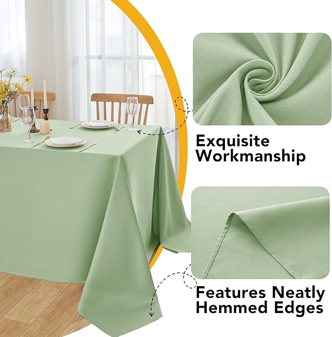 10-Pack Sage Green Tablecloths for Rectangle Tables, 54 x 108 Inches, Stain-Resistant Polyester Fabric for 6 Foot Tables - Washable Table Covers for Weddings, Birthday Parties, Events