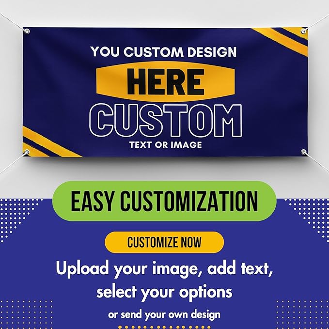 Personalized Custom Vinyl Banner Printing Indoor or Outdoor use Printed Business Event Birthday Party Large Custom Vinyl banner for Party Decoration Factory of Stickers (9'x12')