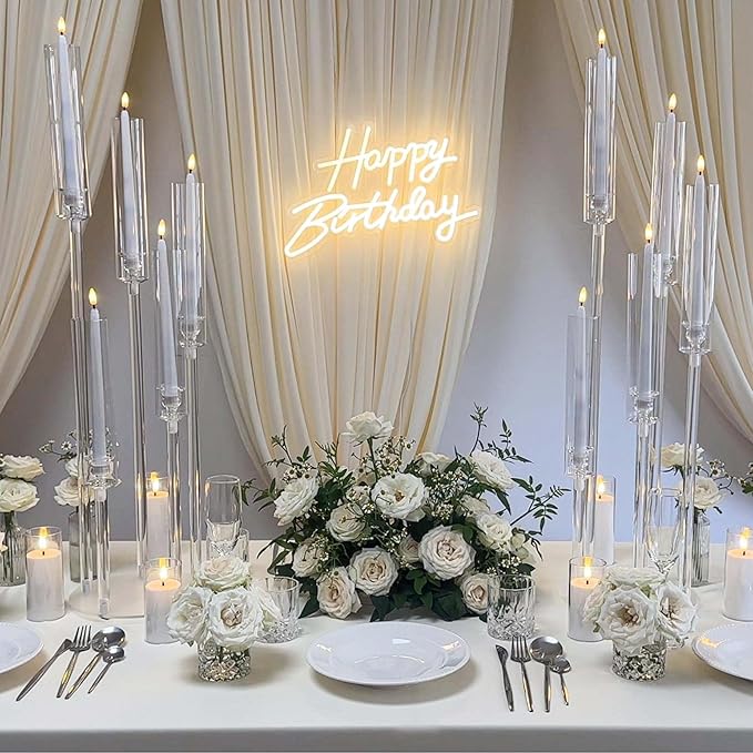 35inch 6pcs Acrylic Candelabra Centerpieces for Tables 5 Arms Wedding centerpieces for Decorations