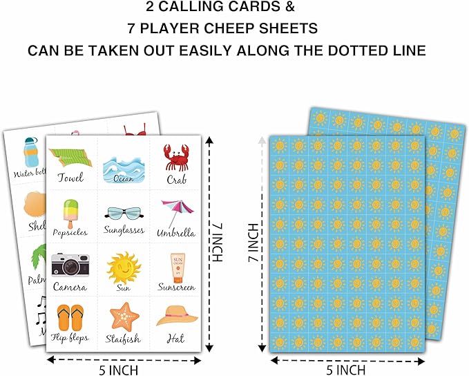 Beach Party Bingo Cards, Summer Bingo Games for 24 Players, Pool Party Games for Family Friends Large Group Activities, Beach Party Favors Supplies Decorations(33)
