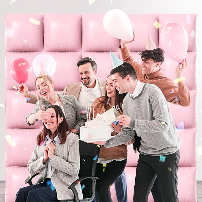 NISOCY 25PCS Pink Square Foil Balloons Wall Backdrop Double Sided Pastel Pink Balloons Arch Kit for Birthday Baby Bridal Shower Gender Reveal Easter Wedding Anniversary Party Decorations