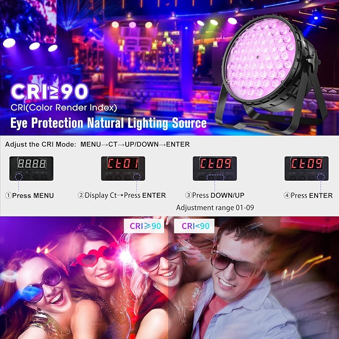 Big Dipper LED Stage Lights Par Lights 54X4W RGBW 4in1 Bright Lighting with High CRI Master-Slave DMX 512 Sound Activated Uplights for Event Concert Club Church 1 Pack