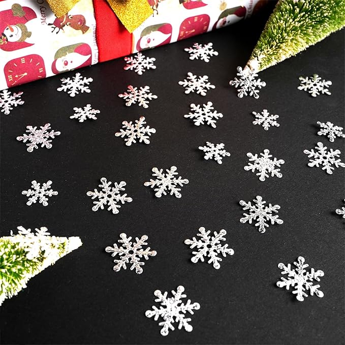 Christmas Snowflake Confetti Decorations,1200Pcs Silver Confetti Snow Party Pack for Christmas Winter Wonderland Table Centerpieces Wedding Birthday Baby Shower DIY Projects Decorations Supplies