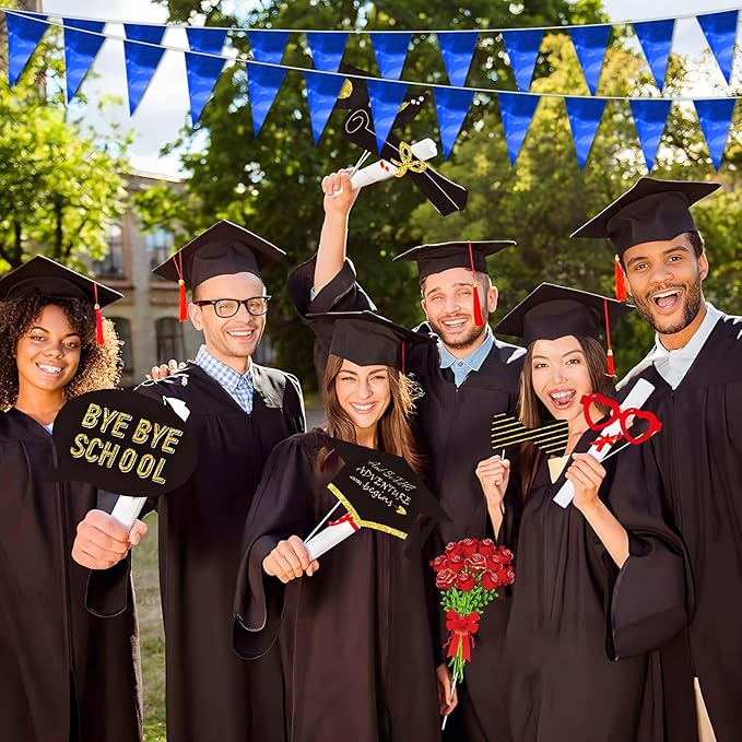 32.8FT Blue Glitter Triangle Pennant Banner Flag Metallic Bunting Fabric Garland for Christmas Graduation Wedding Engagement Anniversary Bachelorette Birthday Bridal Shower Valentine's Party Decor