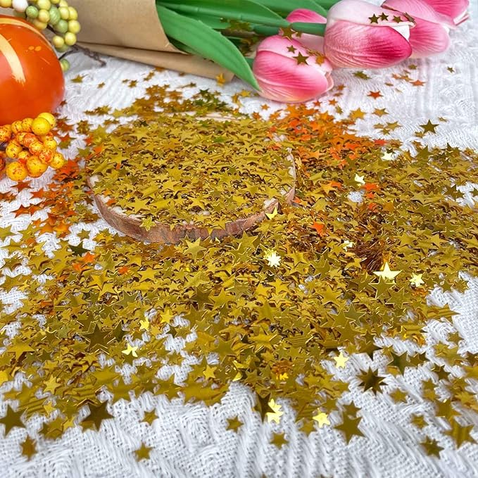 60g Star Confetti Glitter Star Table Confetti, Metallic Foil Star Glitter, Table Decorations for Party Wedding birthday graduation Decorations(Glitter Gold Set, 10mm and 6mm)
