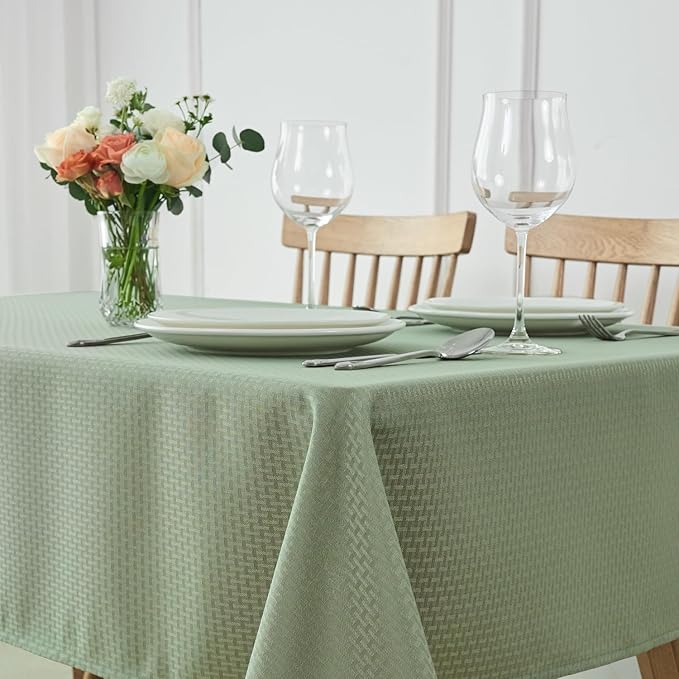maxmill Square Tablecloth Water Resistance Antiwrinkle Spill Proof Weaved Texture Table Cloth, Decorative Fabric Table Cover for Banquet Parties Event Holiday Dinner, 70 x 70 Inch, Sage Green
