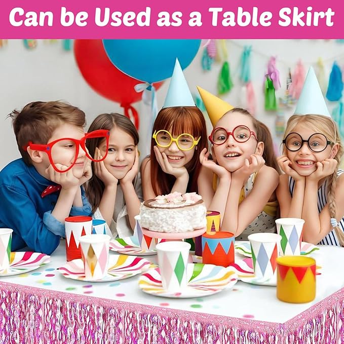 6 Pack 10 Feet Pink Wave Foil Fringe Garland Metallic Tinsel Streamers Banner Wall Hanging Curtain Backdrop for Parade Floats, Mother's Day, Easter, Bachelorette, Wedding Party Decoration