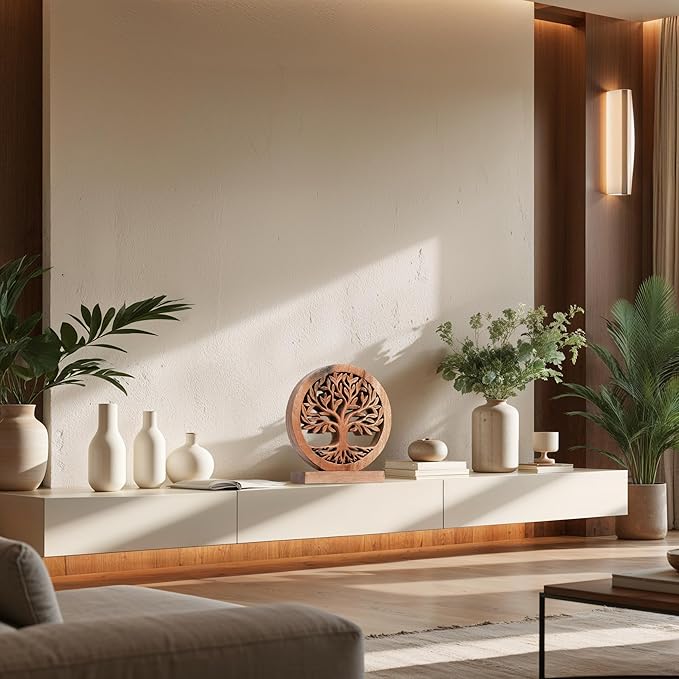 Decozen Solid Wood Tree of Life Sculpture, Home Decor, Boho, Coffee Table, Centerpiece Table Decorations, Mantle, Dining Table Centerpiece, Bathroom Shelf, Christmas Decorations