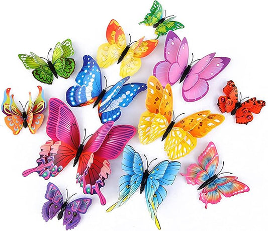 Butterfly Wall Decor 24/48 PCS, 3D Butterflies Stickers for Party Decorations with Magnets(Colorful, 48)
