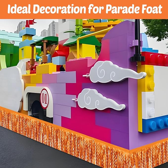 6 Pack 10 Feet Orange Wave Foil Fringe Garland Metallic Tinsel Streamers Banner Wall Hanging Curtain Backdrop for Parade Floats, Mother's Day, Easter, Wedding, Birthday Party Decoration