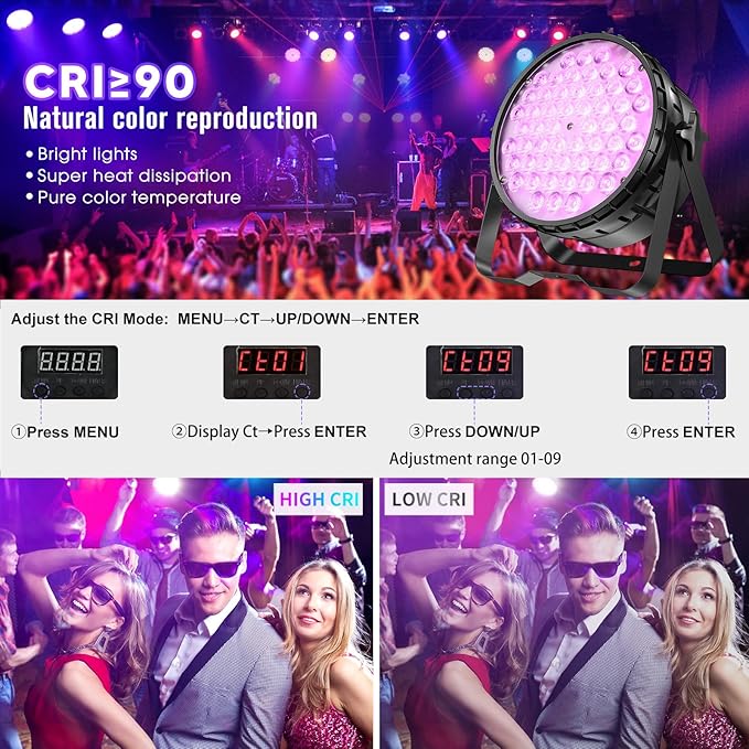 Betopper 54 * 4W High CRI Par Light, CRI/RA>90 RGBW 4 in 1 Ultra-Bright LED Stage Light,Up to 5500 Lm Party Lighting, Party Disco DJ Lights for Photography Video Wedding Show, 1 Pack