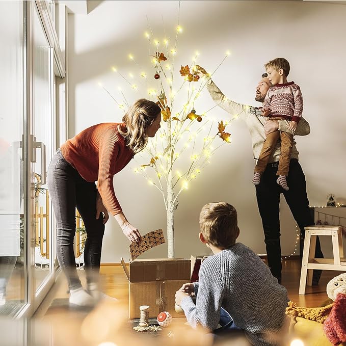 Lamerge Lighted Tree Set of 3,Christmas Tree 4Ft,5Ft and 6Ft with LED Lights, Halloween Decoration,Suit for Festival/Party,Wedding,Birthday,Indoor and Outdoor Use,Warm White (LBT3-WW)