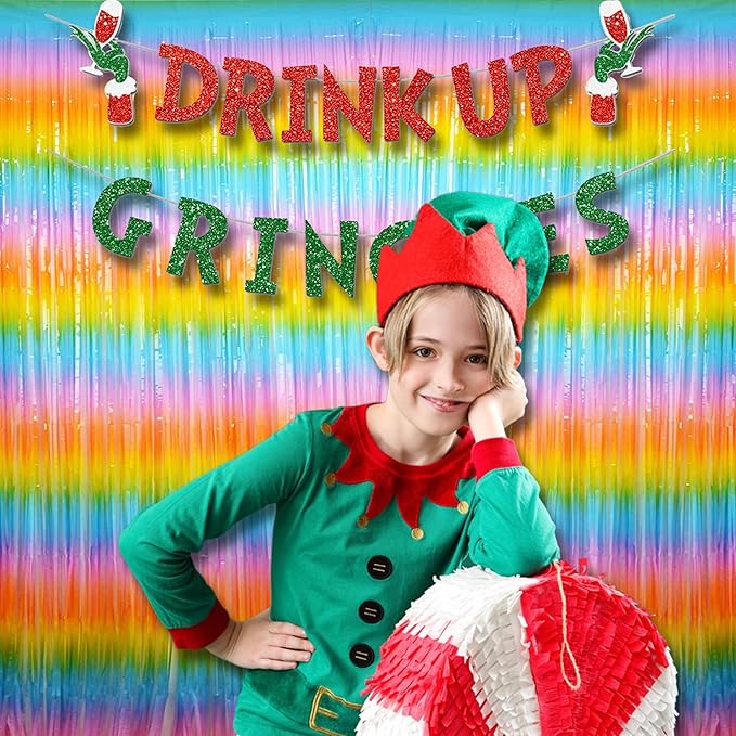 BRAVESHINE Colourful Tinsel Foil Fringe Curtains - 2Pcs 3.2x8.2ft Holidays Photo Booths Party Streamers Backdrop for Easter Princess Pastel Unicorn Birthdays Christmas Bridal Shower Party Decorations