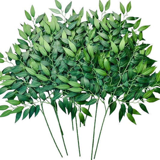 18Pcs Italian Ruscus Greenery Stems 26" Artificial Silk Greenery Leaves for DIY Wedding Arch Bouquet Filler Table Centerpieces Home Indoor Decor