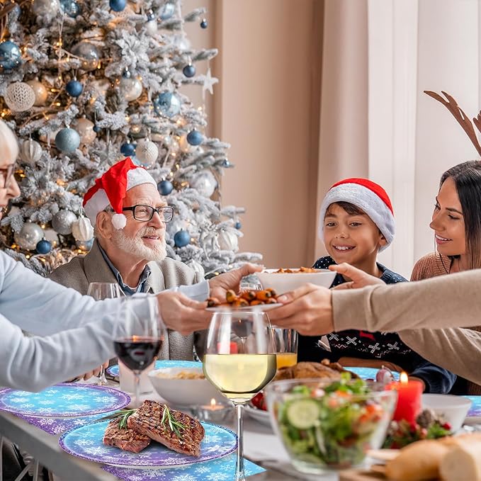 96Pcs Frozen Birthday Party Decorations Frozen Tableware Set Snowflake Christmas Plates Napkins Forks Serves 24 Guests Baby Shower Winter Wonderland Decorations