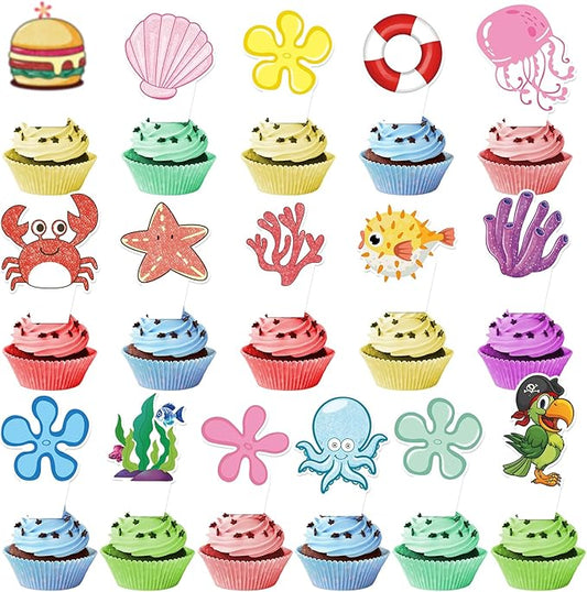 48 PCS Happy Birthday Cupcake Toppers Party Decorations Cake Decor Cupcake Decorations Cake Decorating Party Supplies Decor for Boys Girls