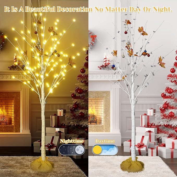 Lamerge Lighted Tree Set of 3,Christmas Tree 4Ft,5Ft and 6Ft with LED Lights, Halloween Decoration,Suit for Festival/Party,Wedding,Birthday,Indoor and Outdoor Use,Warm White (LBT3-WW)