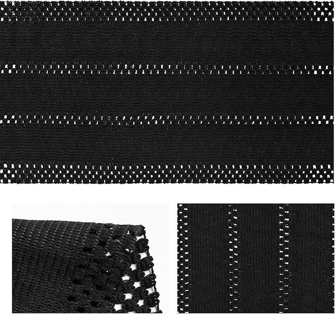 Artoid Mode Black Farmhouse Woven Rustic Hollow Table Runner, Seasonal Holiday Hollow Kitchen Dining Table Decoration for Home Party Decor 12x120 Inch