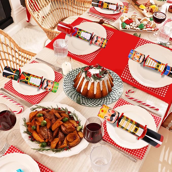 12 Pack Nutcracker Christmas Party Table Favors for Kids Adults, Xmas Party Favors Holiday Dinner Table Gifts with Hats Jokes Surprise Toys, Christmas Table Decorations for Family Office Classroom
