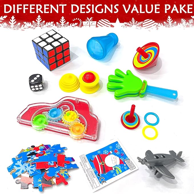 10 Pack Christmas No Snap Party Favor with Red & White Snowflake Design with Party Hat, Joke & Little Gift Inside for Kids, Xmas Gift, Christmas Seasonal Holiday Party Dinner Traditions Supplies