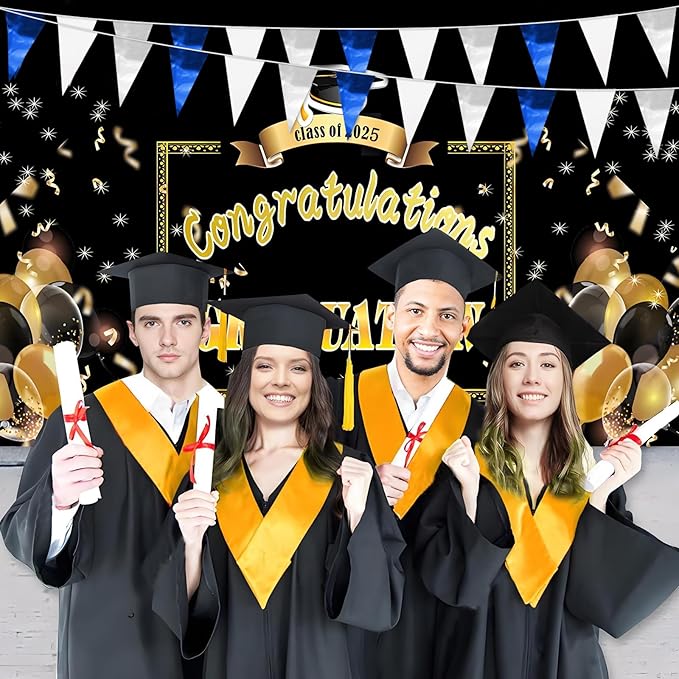 32.8FT Navy Blue White Silver Glitter Triangle Pennant Banner Flag Metallic Bunting Fabric Garland for Christmas Graduation Wedding Bridal Shower Nautical Ahoy Achor Theme Party Decorations Decor